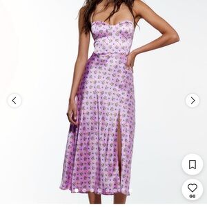Zara satin Lilac Floral Dress